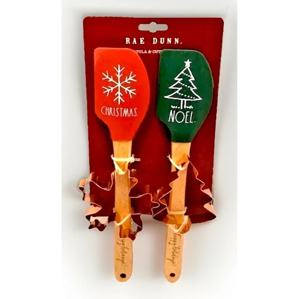 Christmas Cookies Holiday Bake Party Spatula Cookie Cutter Set Snowflake Tree
